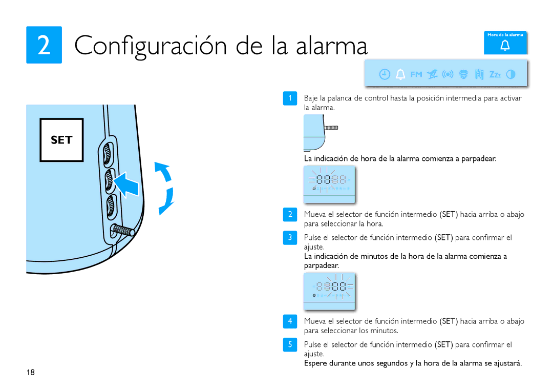 Philips HF3480/60 quick start Configuración de la alarma 