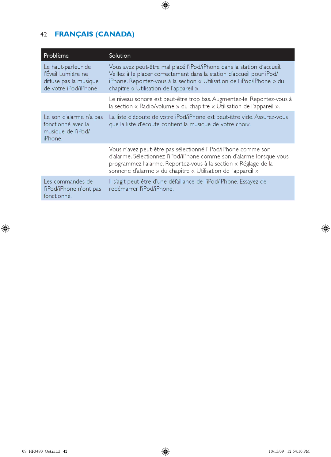 Philips HF3490 manual Le haut-parleur de, ’Éveil Lumière ne, De votre iPod/iPhone Chapitre « Utilisation de l’appareil » 