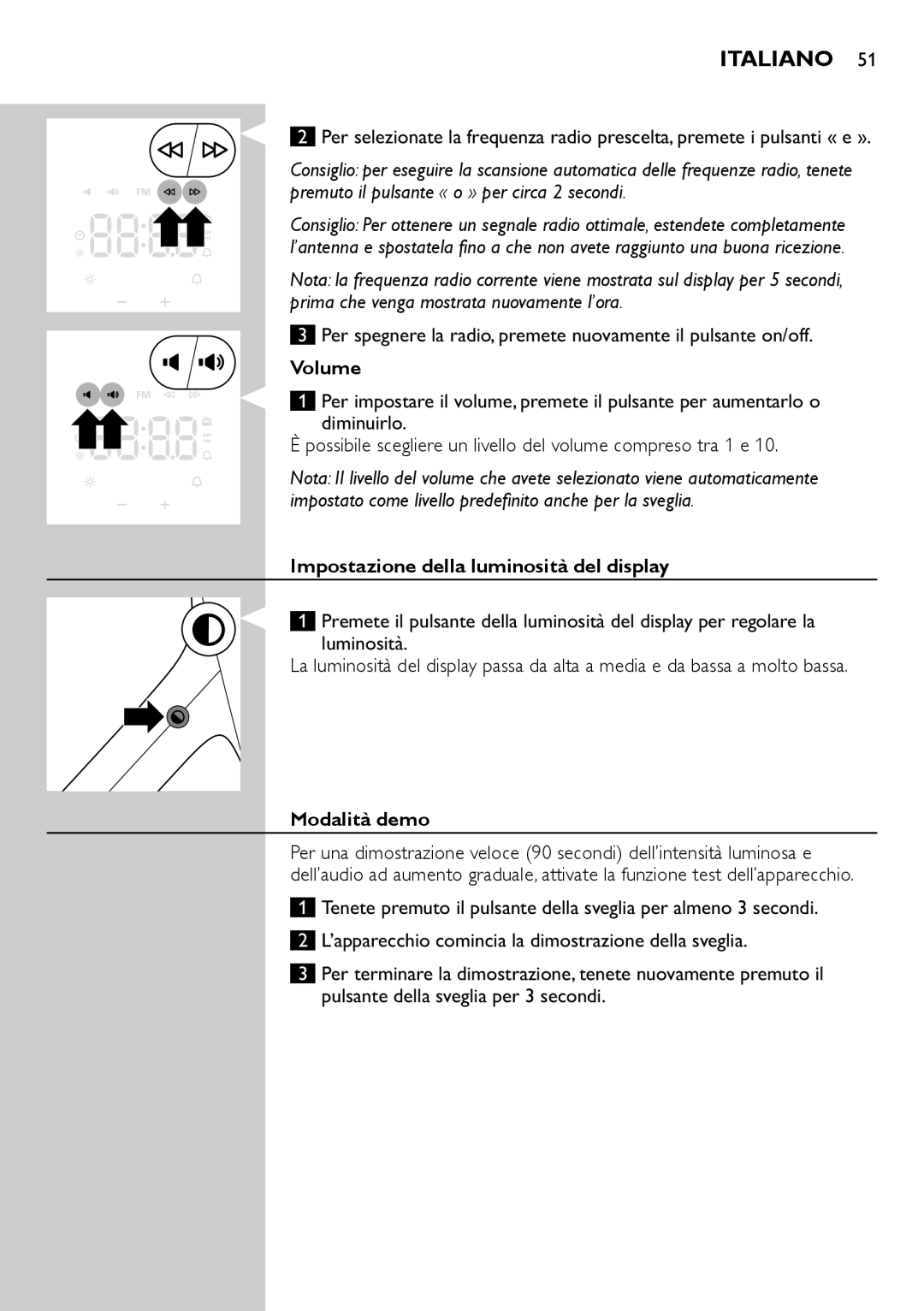 Philips HF3500, HF3505 manual Impostazione della luminosità del display, Modalità demo 