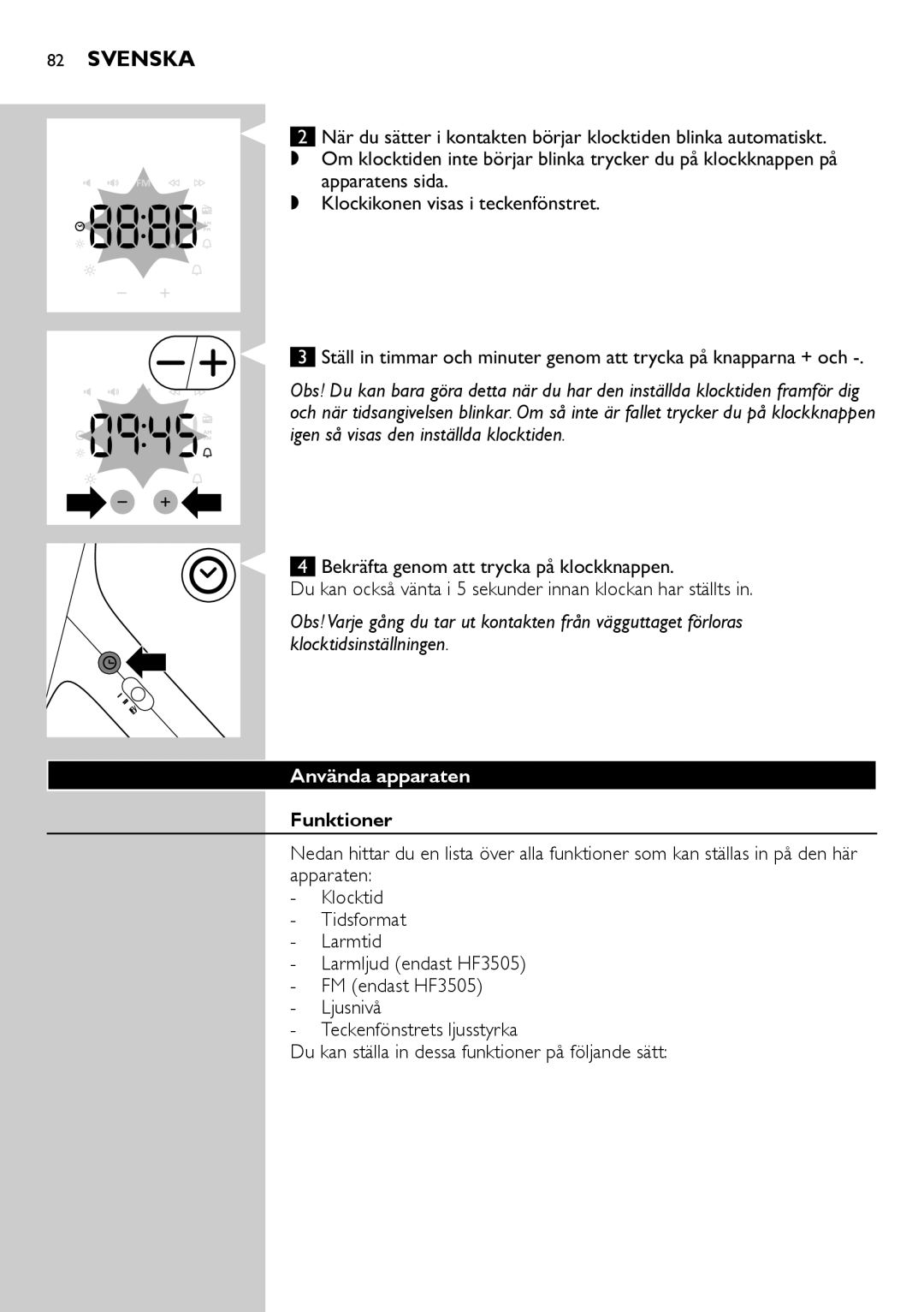 Philips HF3505, HF3500 manual Svenska, Använda apparaten 