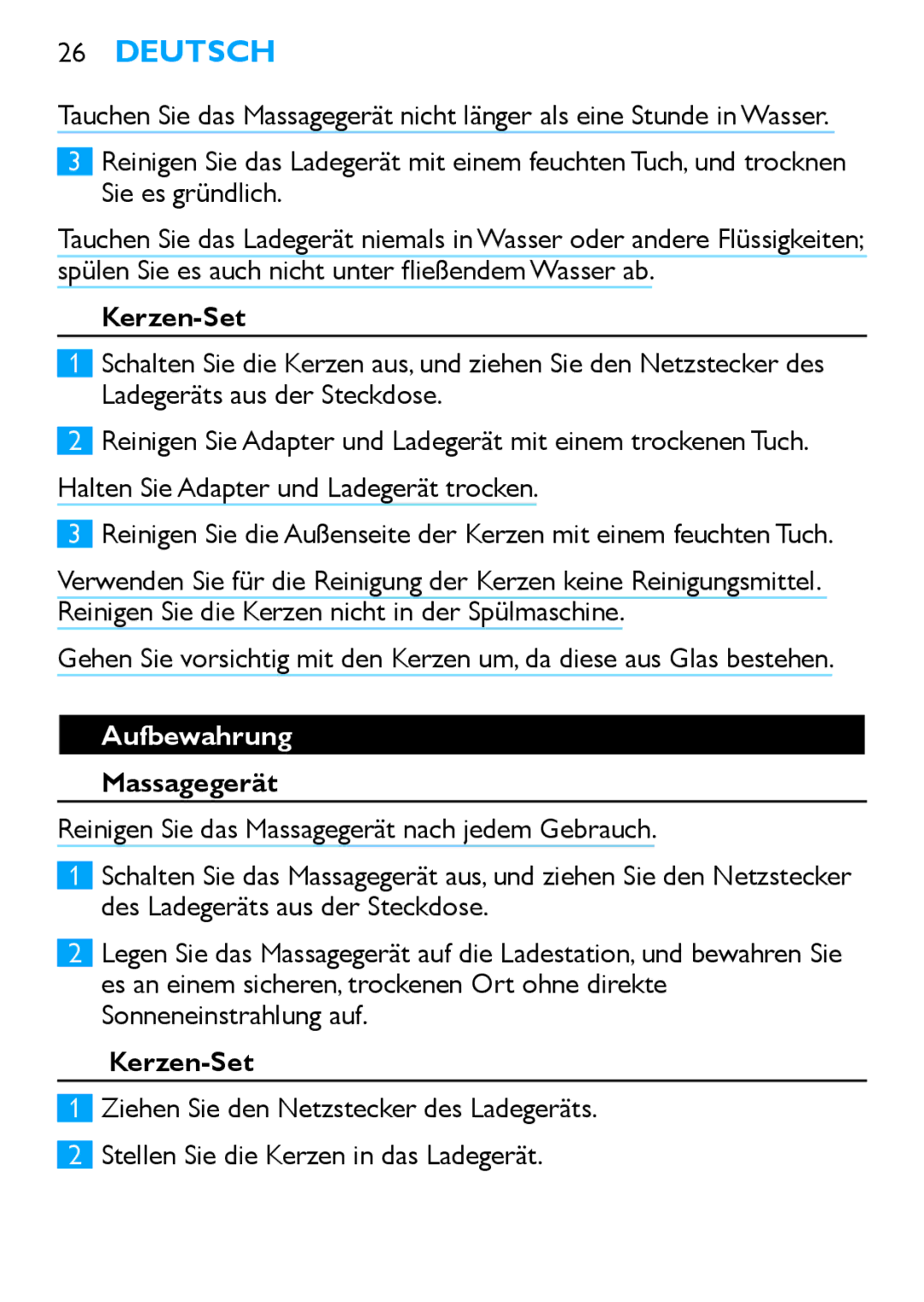 Philips HF8430 manual Aufbewahrung 