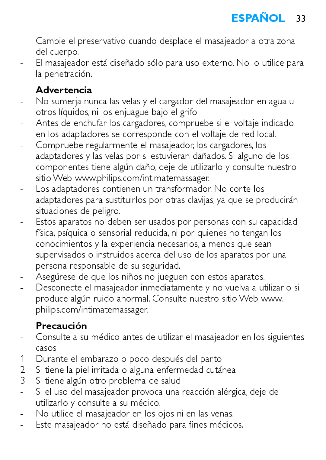 Philips HF8430 manual Advertencia, Asegúrese de que los niños no jueguen con estos aparatos, Precaución 