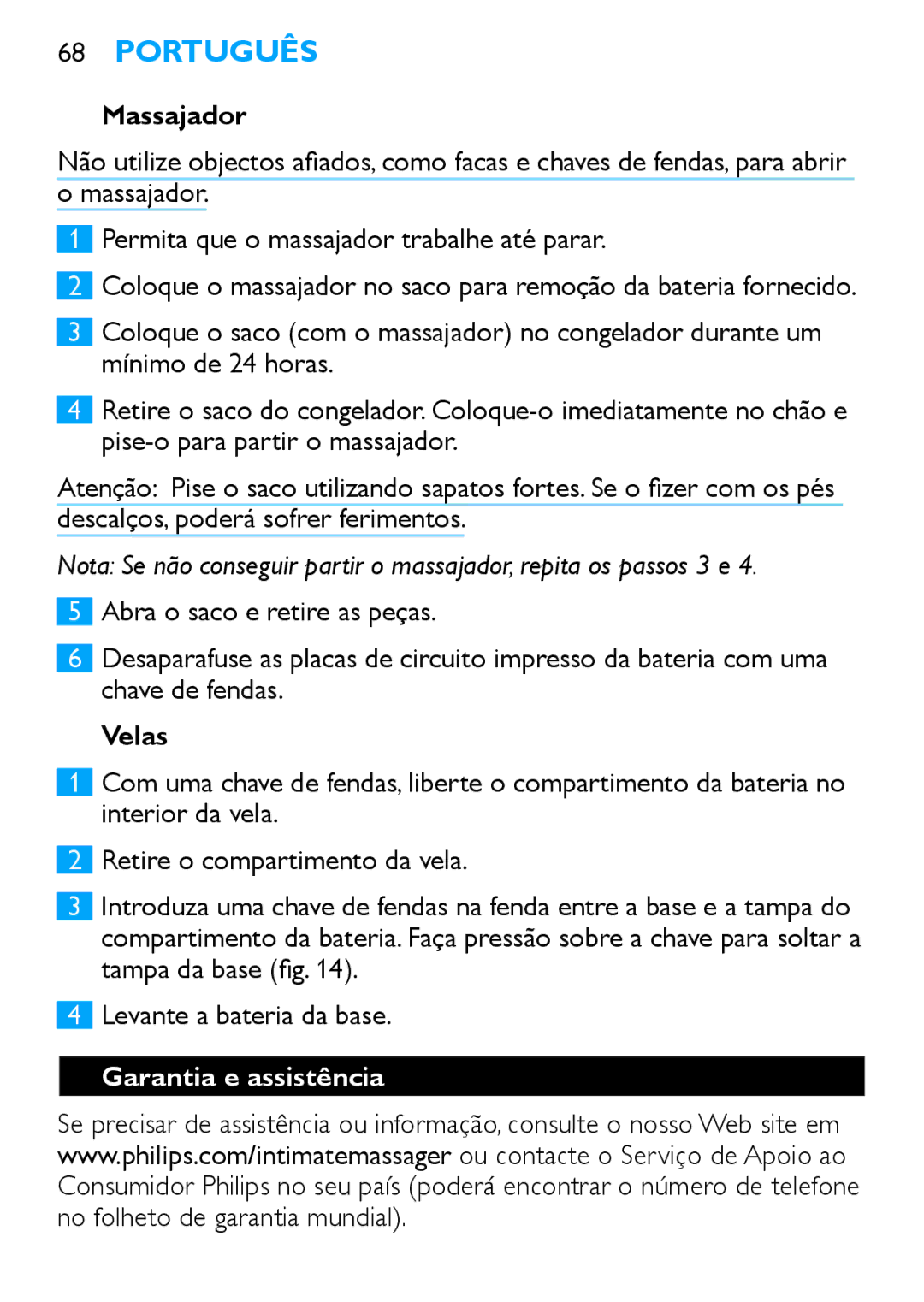 Philips HF8430 manual Garantia e assistência, No folheto de garantia mundial 