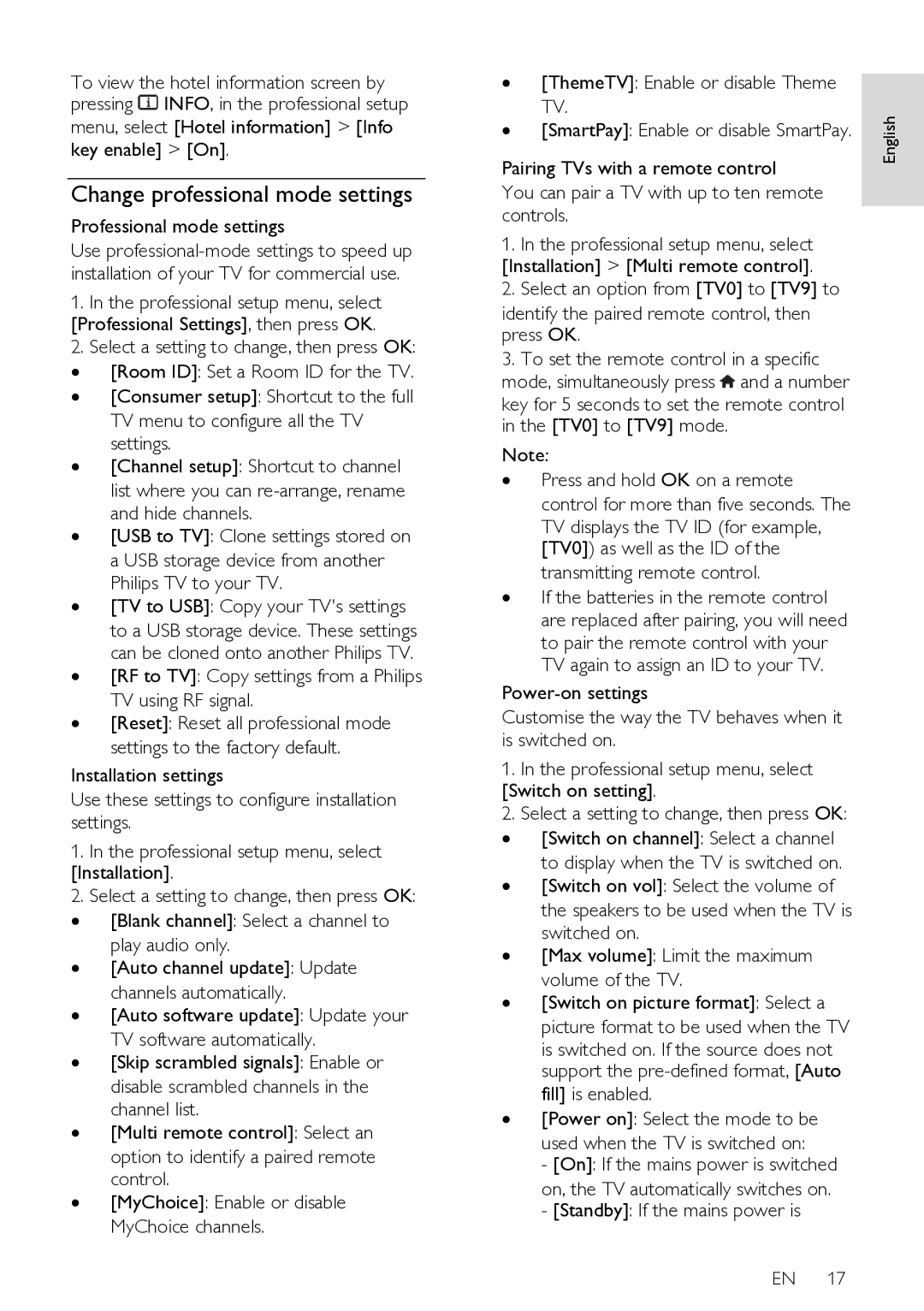 Philips HFL3008W, HFL3008D user manual Change professional mode settings 