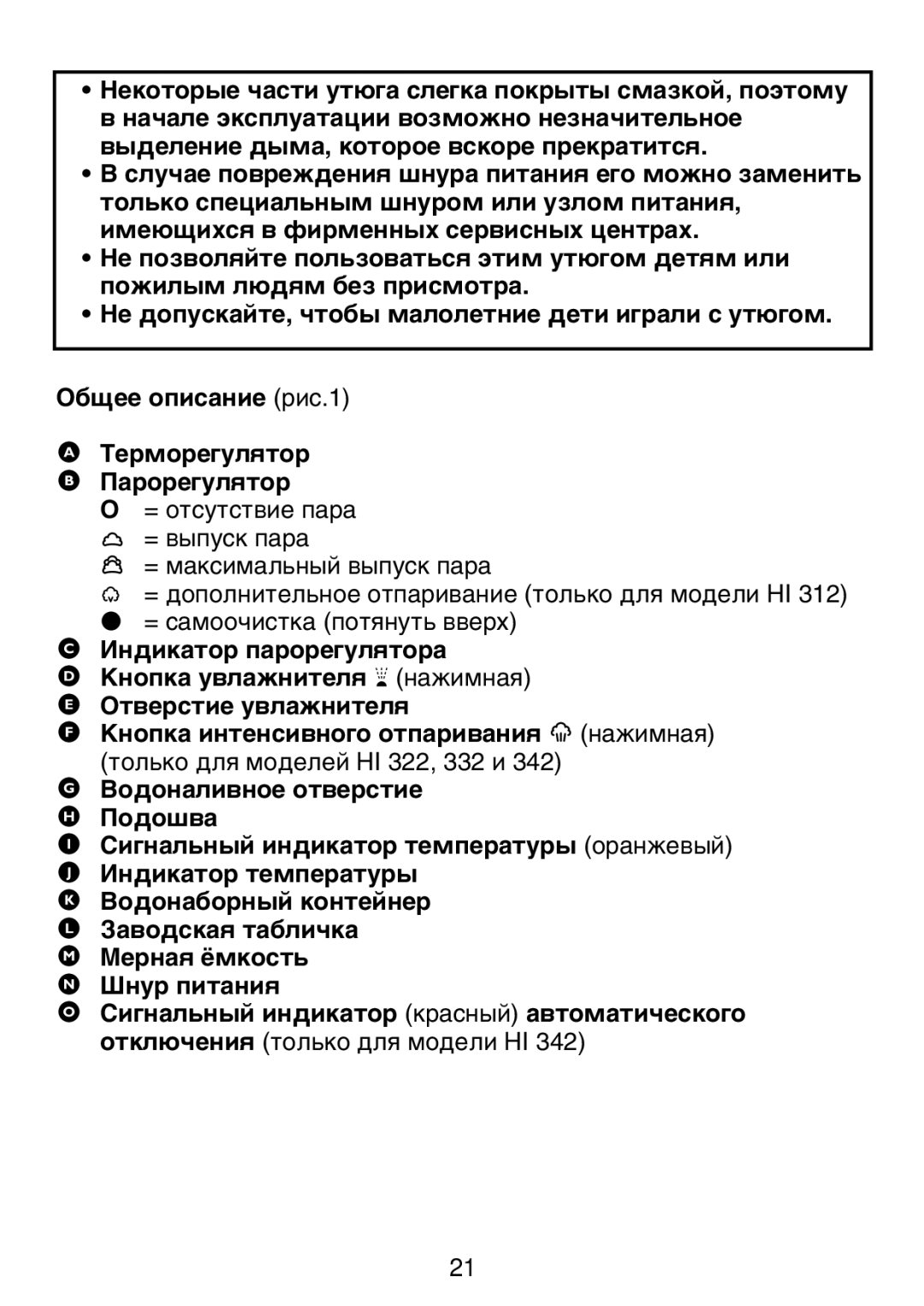 Philips HI 42, HI 32, HI 22, HI 312 manual 