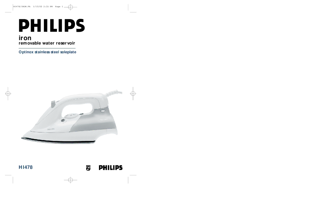 Philips HI478 manual Iron 