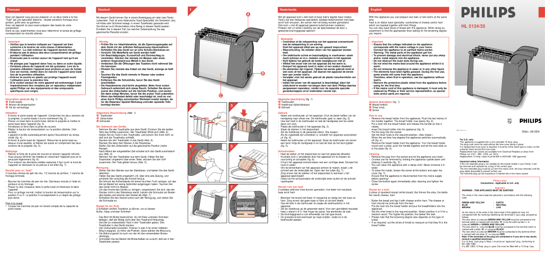 Philips HL 5134/35 manual Français, Deutsch, Nederlands, English 