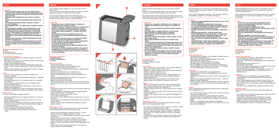 Philips HL 5134/35 manual Italiano, Españ ol, Portuguê s, Dansk, Norsk 