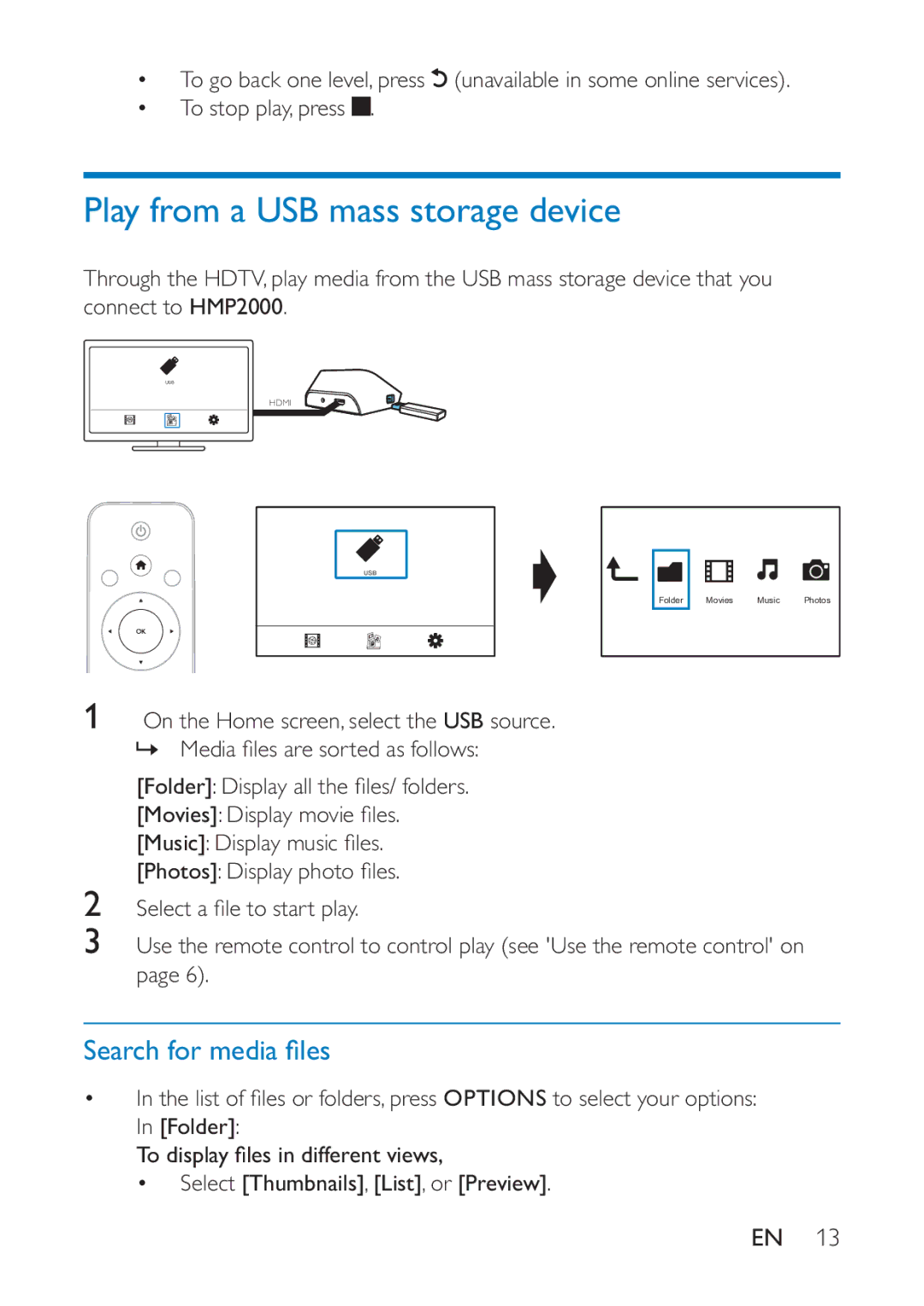 Philips HMP2000 user manual Unavailable in some online services 