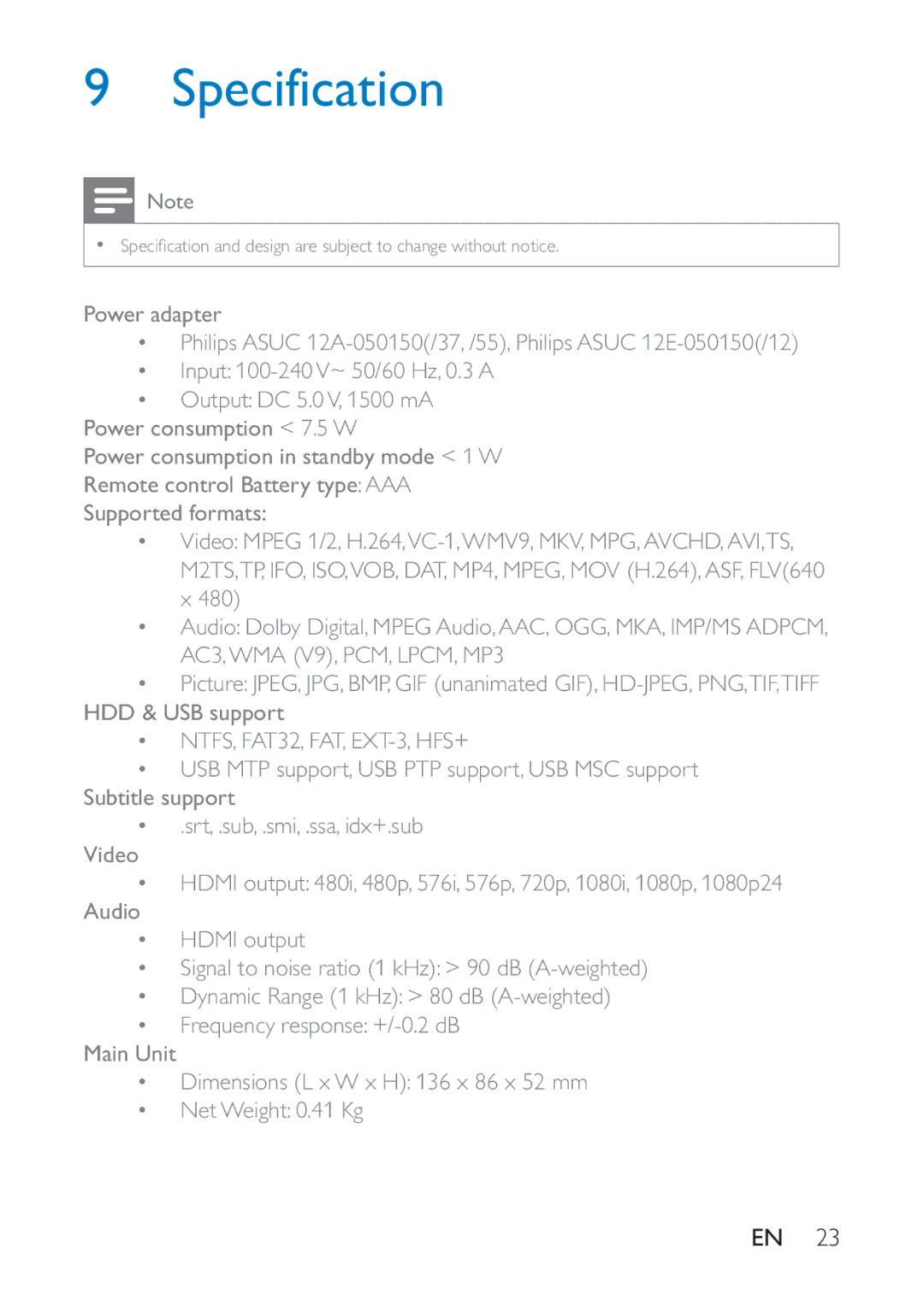 Philips HMP2000 user manual 