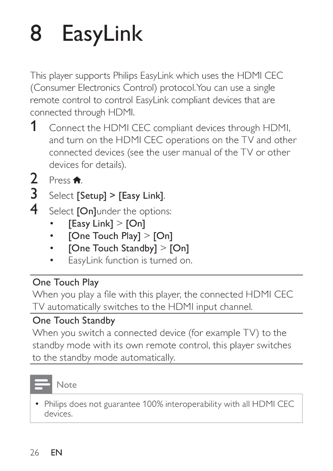 Philips HMP3000 user manual EasyLink 