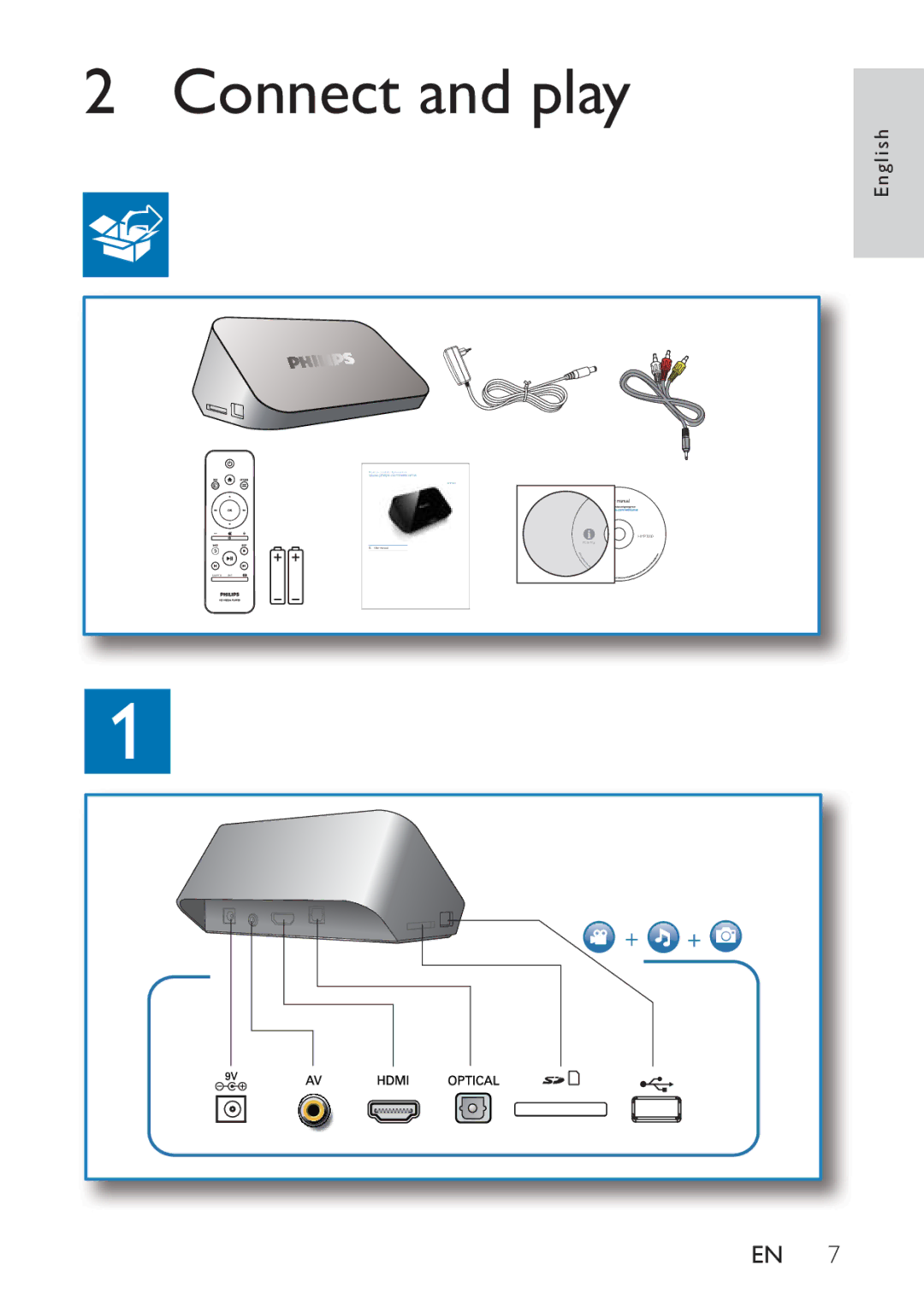 Philips HMP3000 user manual Connect and play 