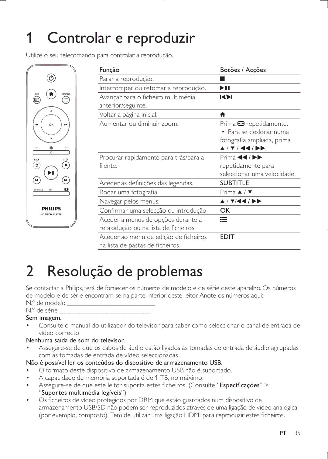 Philips HMP3000 Controlar e reproduzir, Resolução de problemas, Fotogra a ampliada, prima, Na lista de pastas de cheiros 