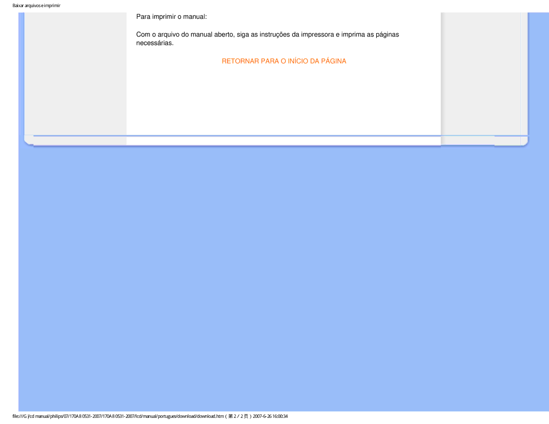 Philips HNA8170T manual Retornar Para O Início DA Página 
