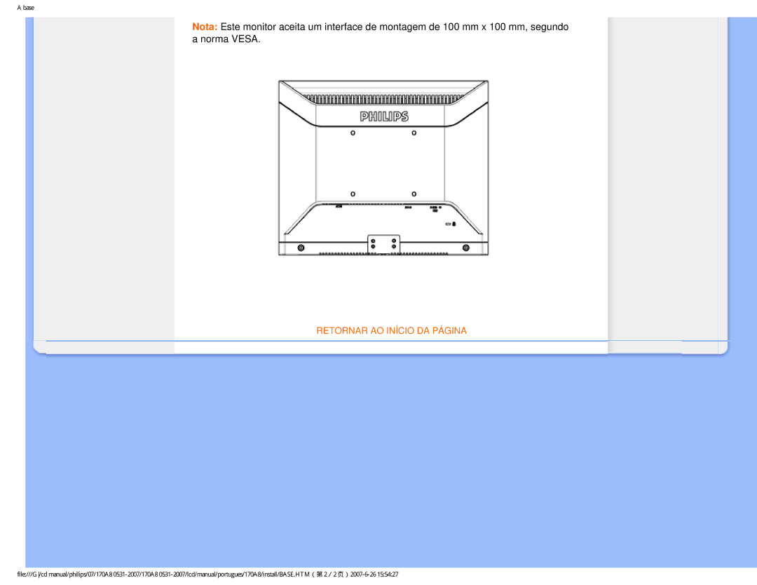 Philips HNA8170T manual Retornar AO Início DA Página 