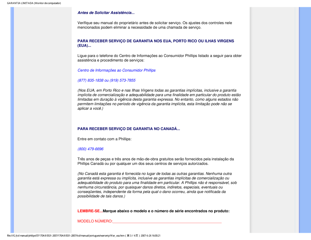 Philips HNA8170T manual Antes de Solicitar Assistência 
