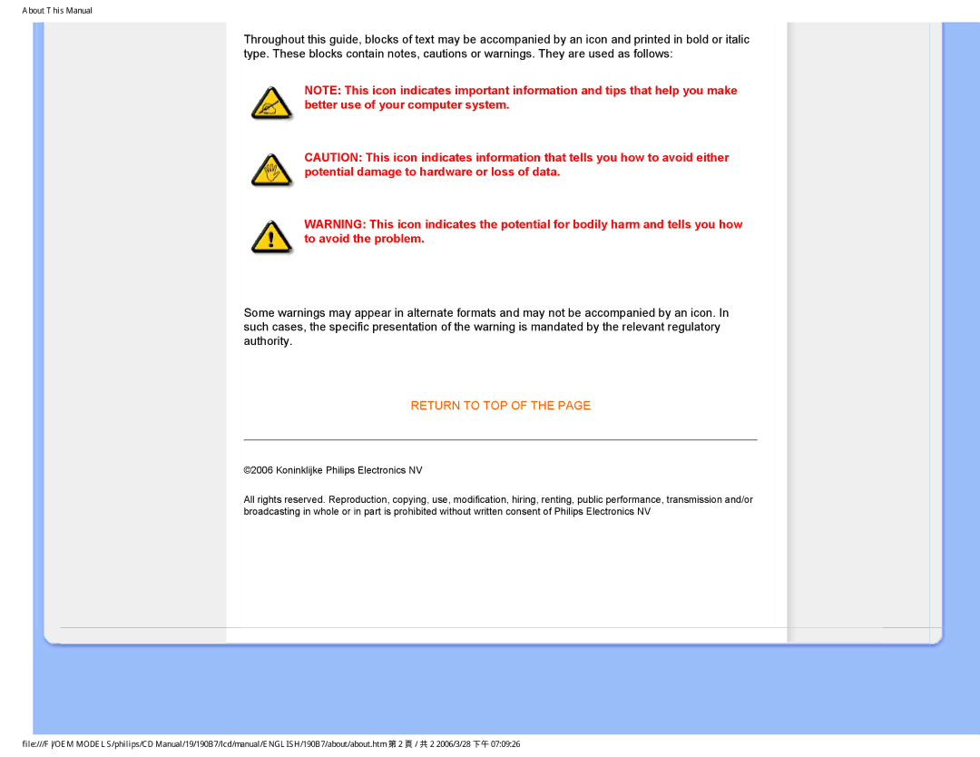 Philips HNB7190T user manual Return to TOP 