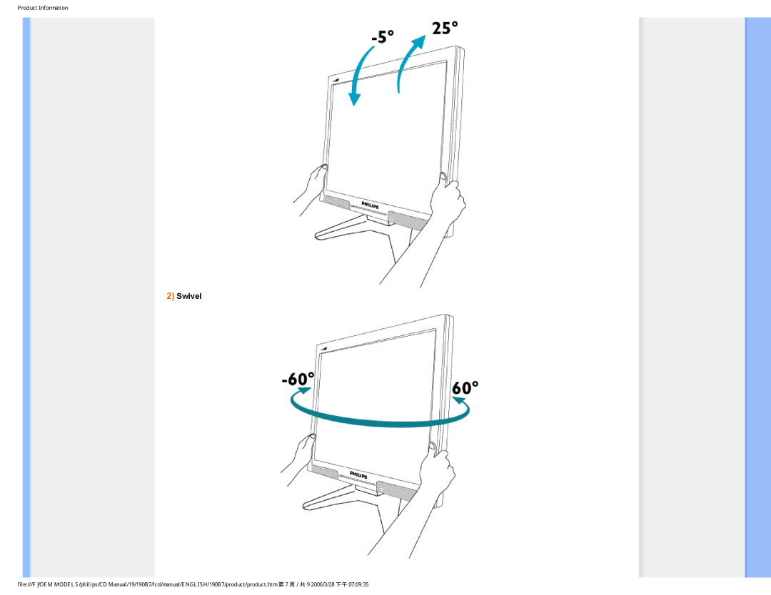 Philips HNB7190T user manual Swivel 