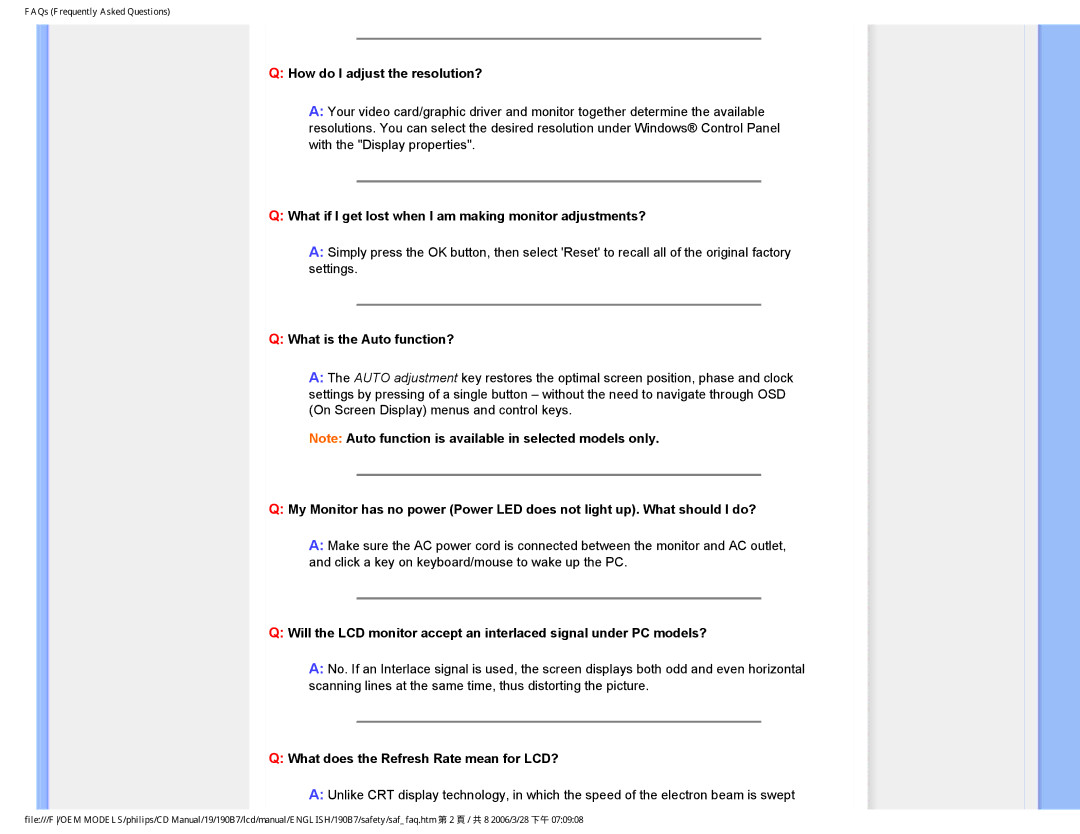 Philips HNB7190T user manual How do I adjust the resolution?, What if I get lost when I am making monitor adjustments? 