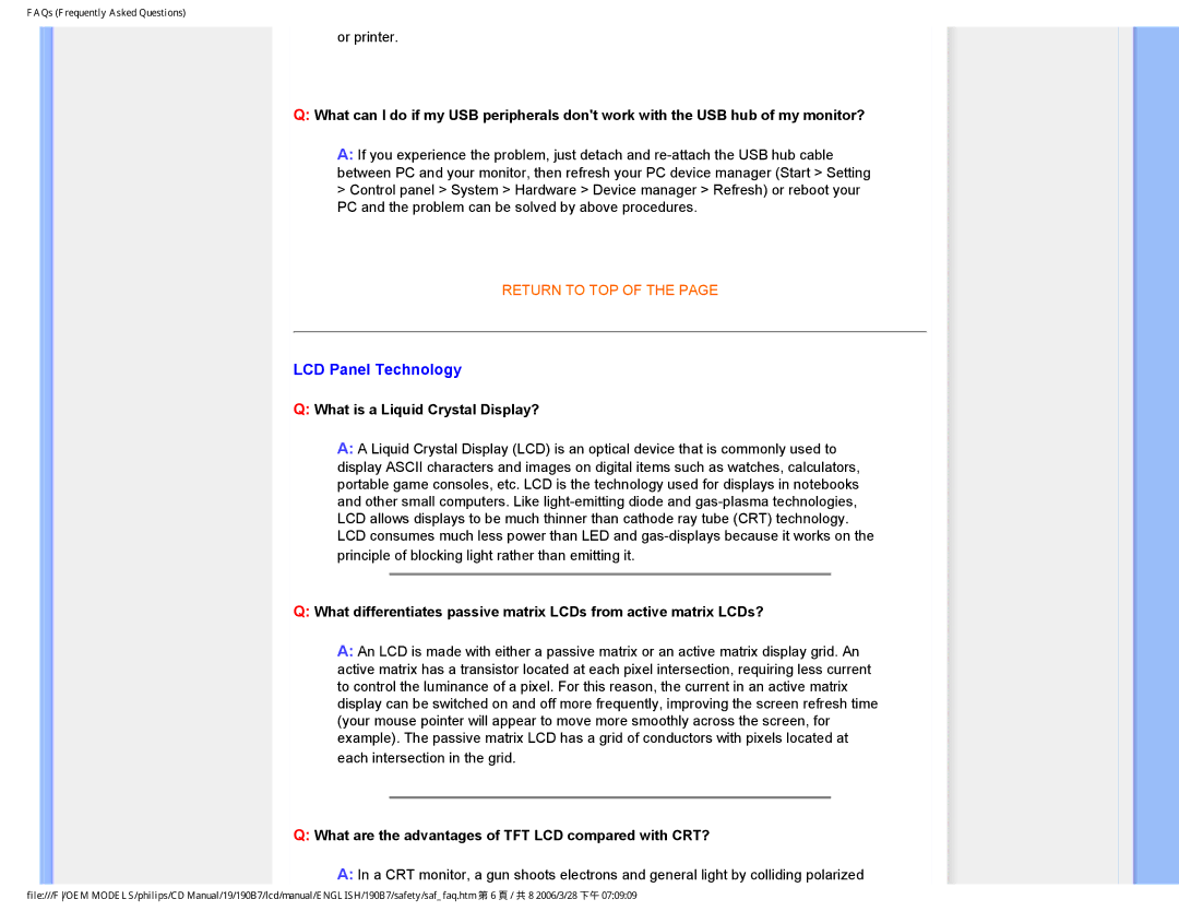 Philips HNB7190T user manual LCD Panel Technology, What is a Liquid Crystal Display? 