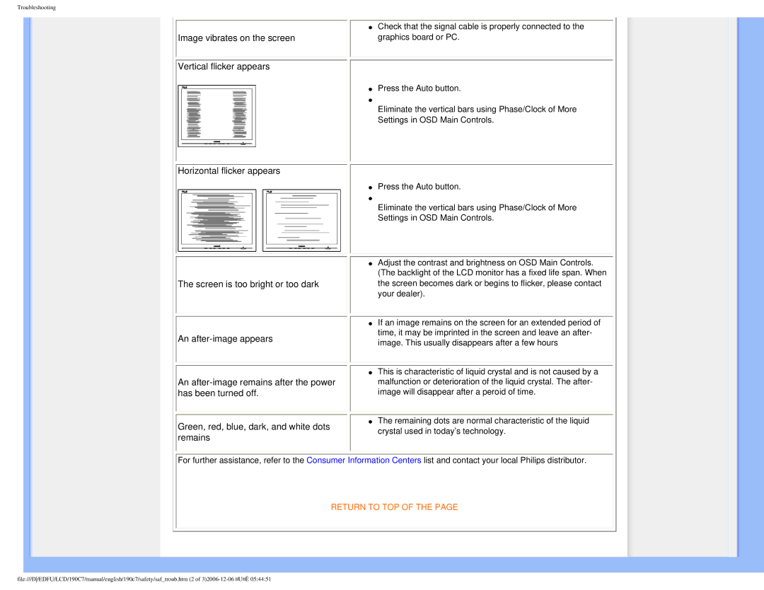 Philips HNC7190T user manual Image vibrates on the screen 