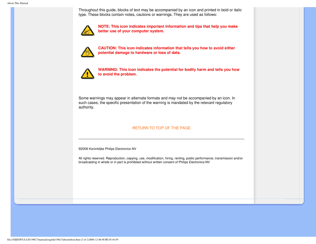 Philips HNC7190T user manual Return to TOP 