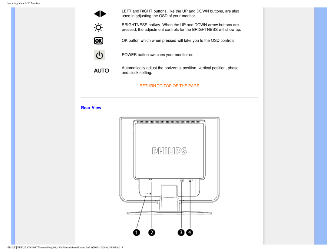 Philips HNC7190T user manual Rear View 