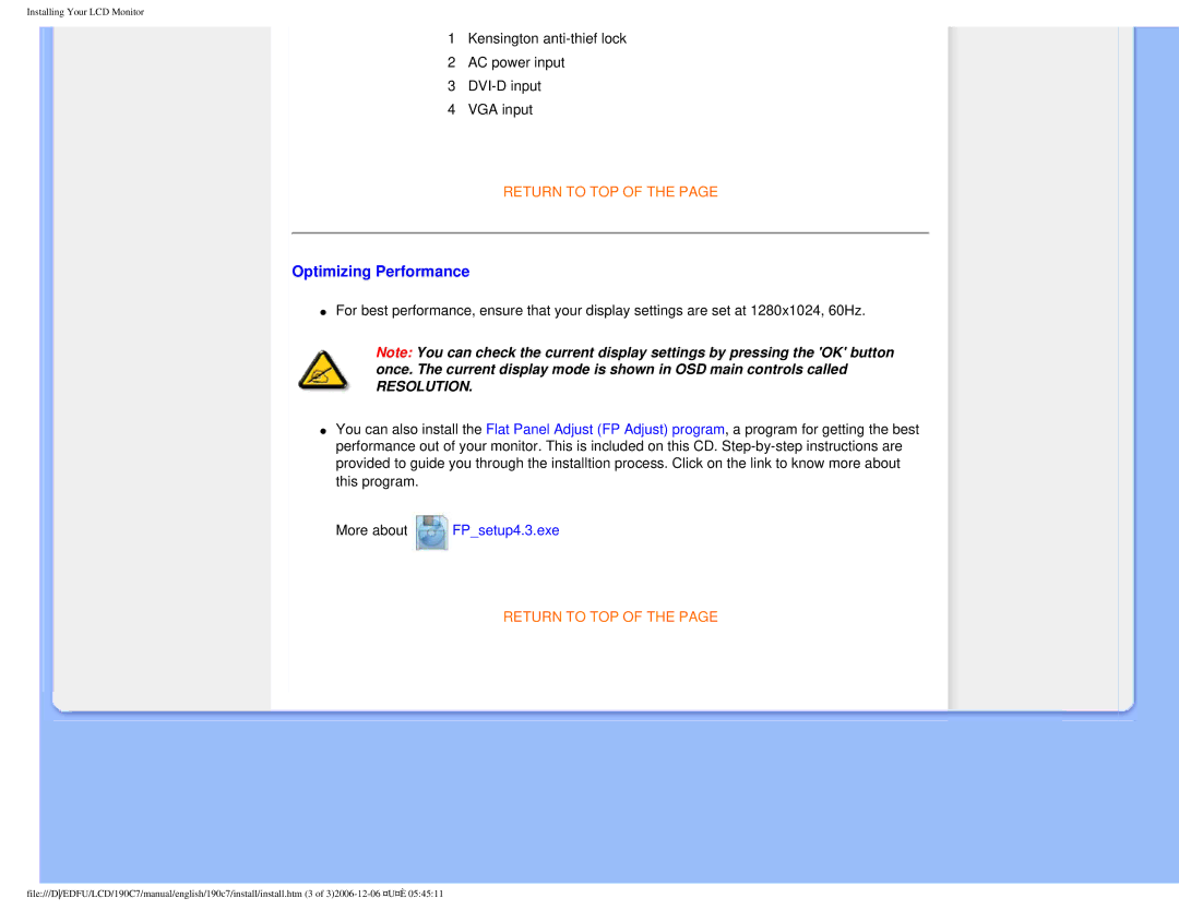 Philips HNC7190T user manual Optimizing Performance, Resolution 