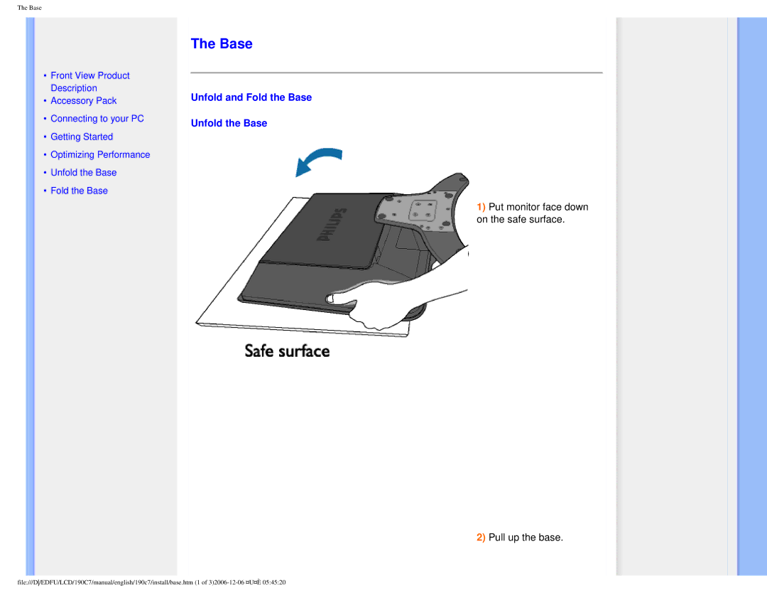 Philips HNC7190T user manual Unfold and Fold the Base Unfold the Base 