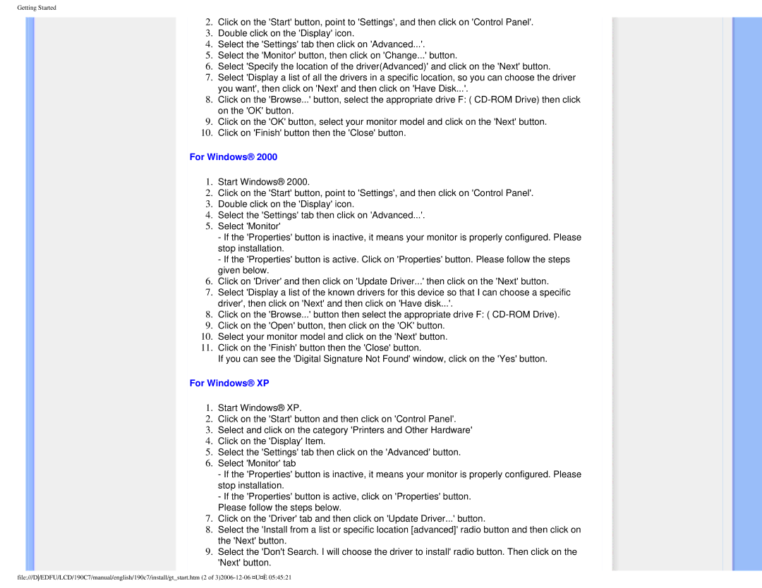 Philips HNC7190T user manual For Windows XP 