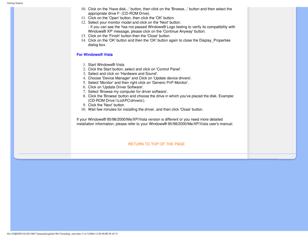 Philips HNC7190T user manual For Windows Vista 