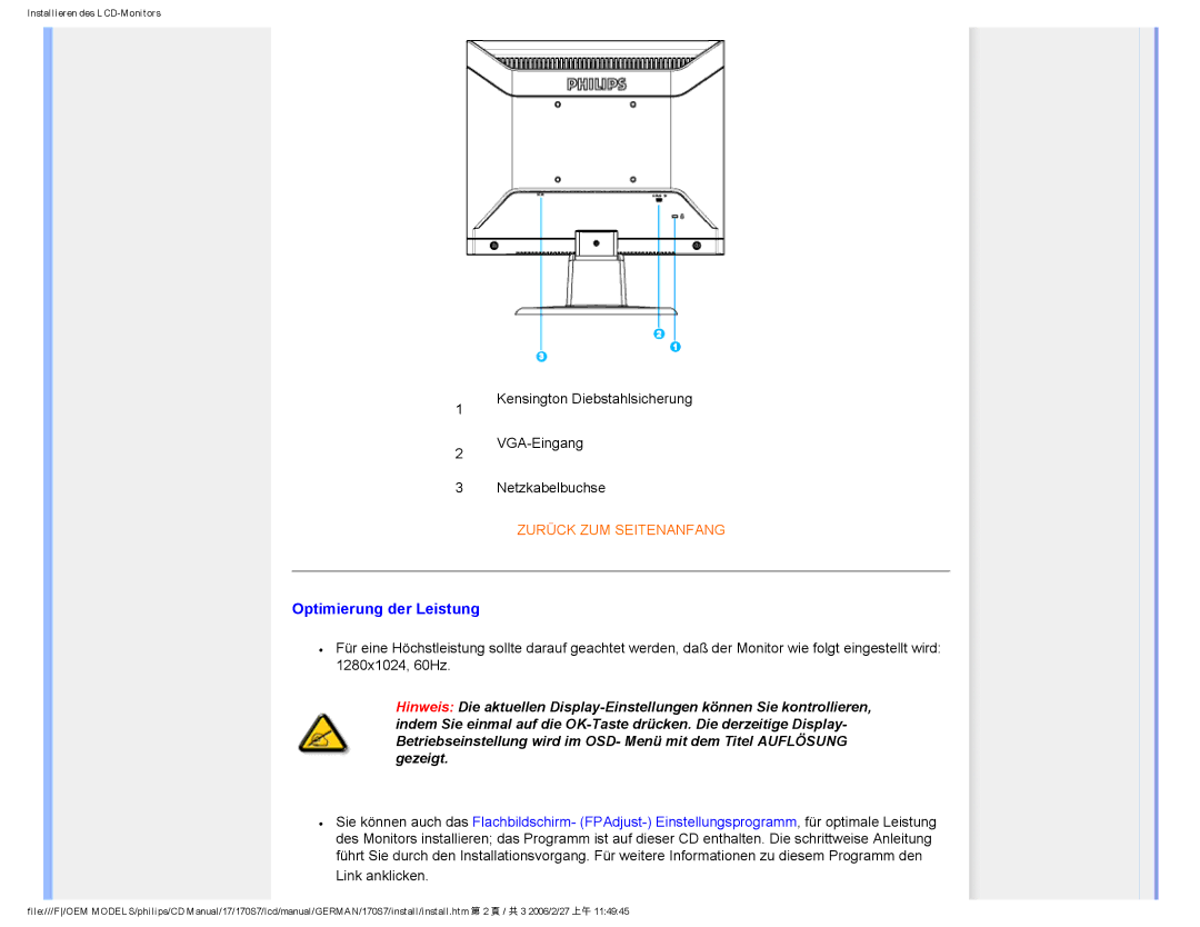 Philips HNS7170T user manual Optimierung der Leistung 