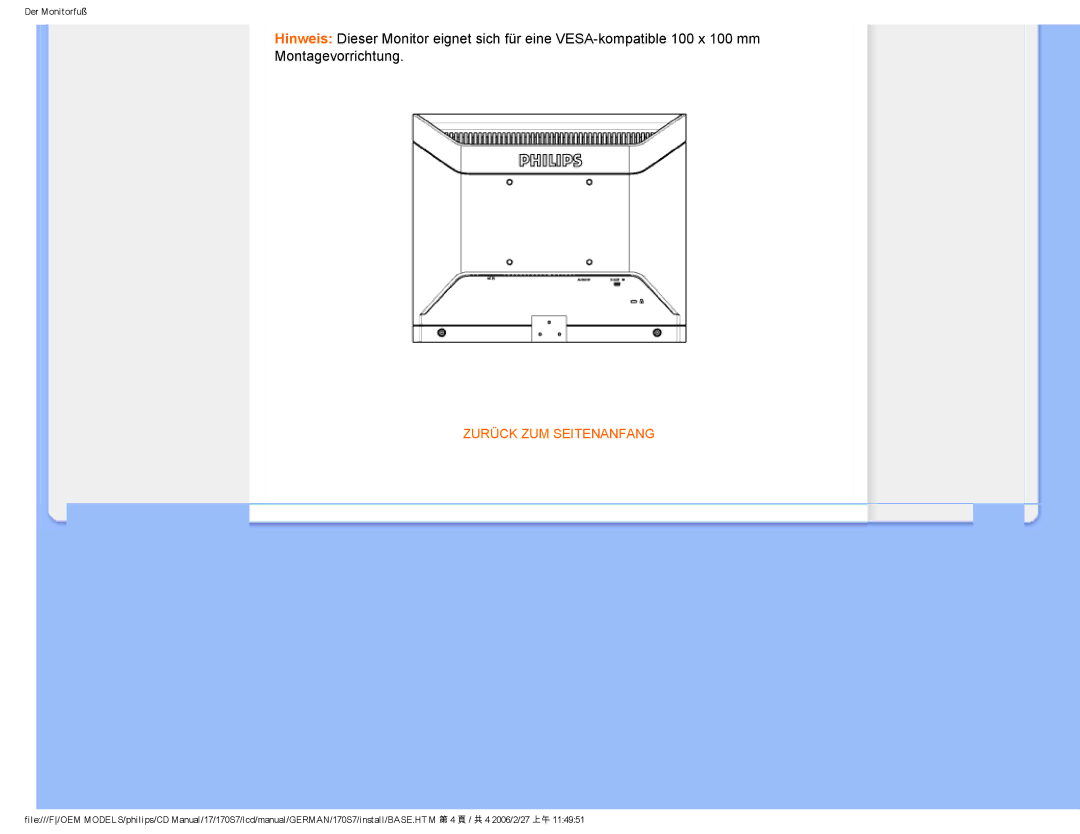 Philips HNS7170T user manual Zurück ZUM Seitenanfang 