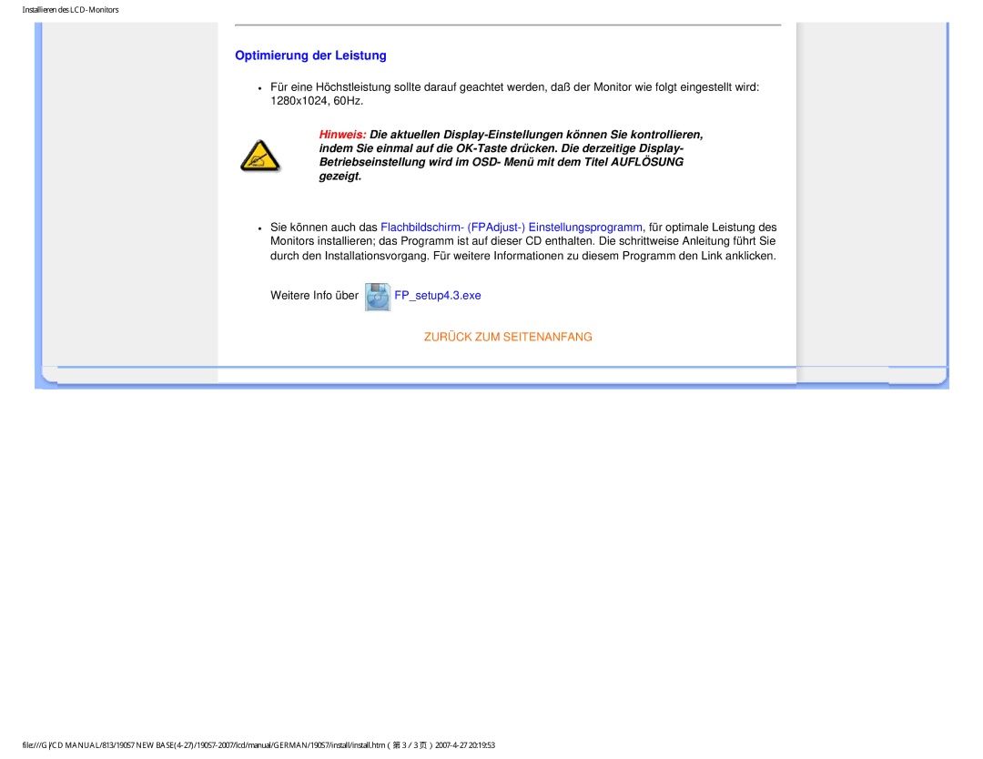 Philips HNS7190T user manual Optimierung der Leistung 