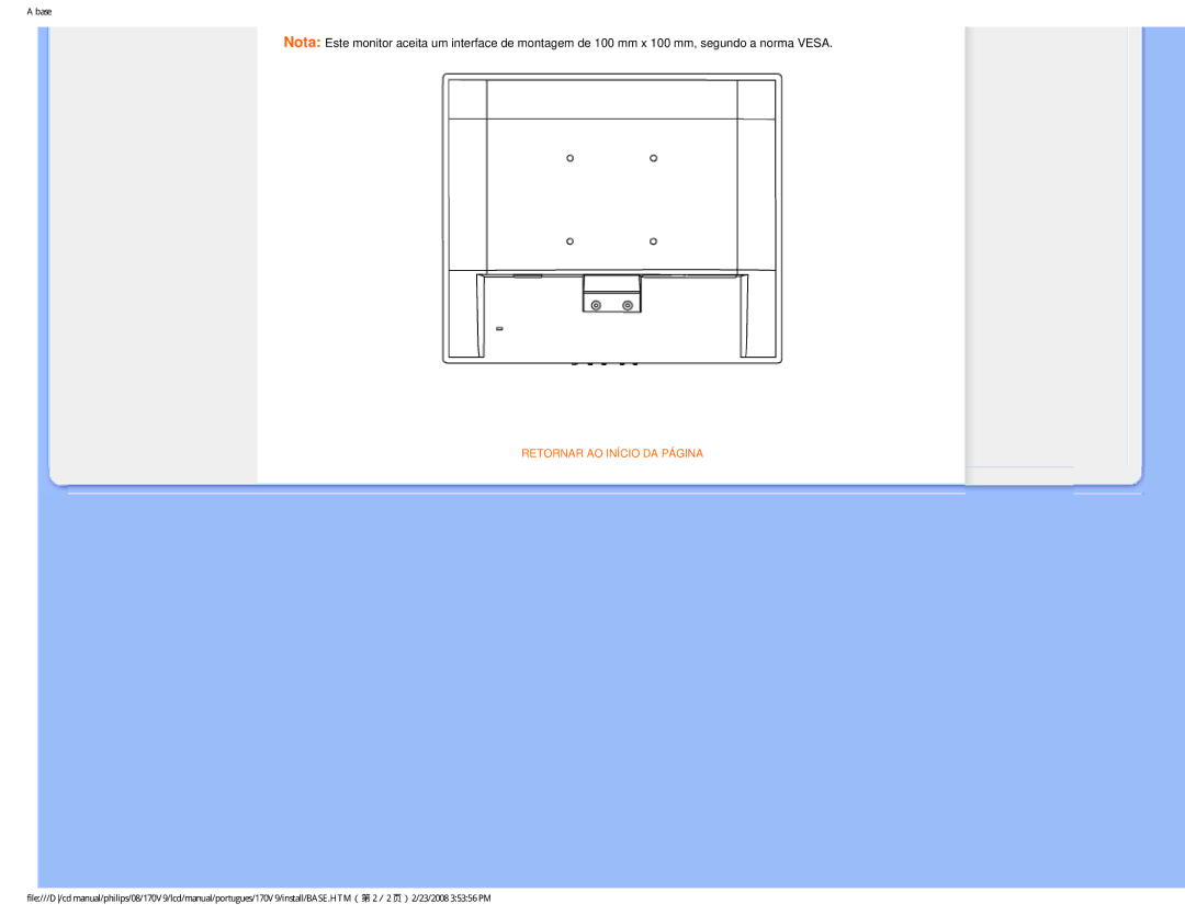 Philips HNV9170T user manual Retornar AO Início DA Página 