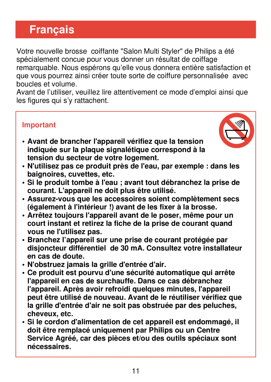 Philips HP 4489 manual Français 