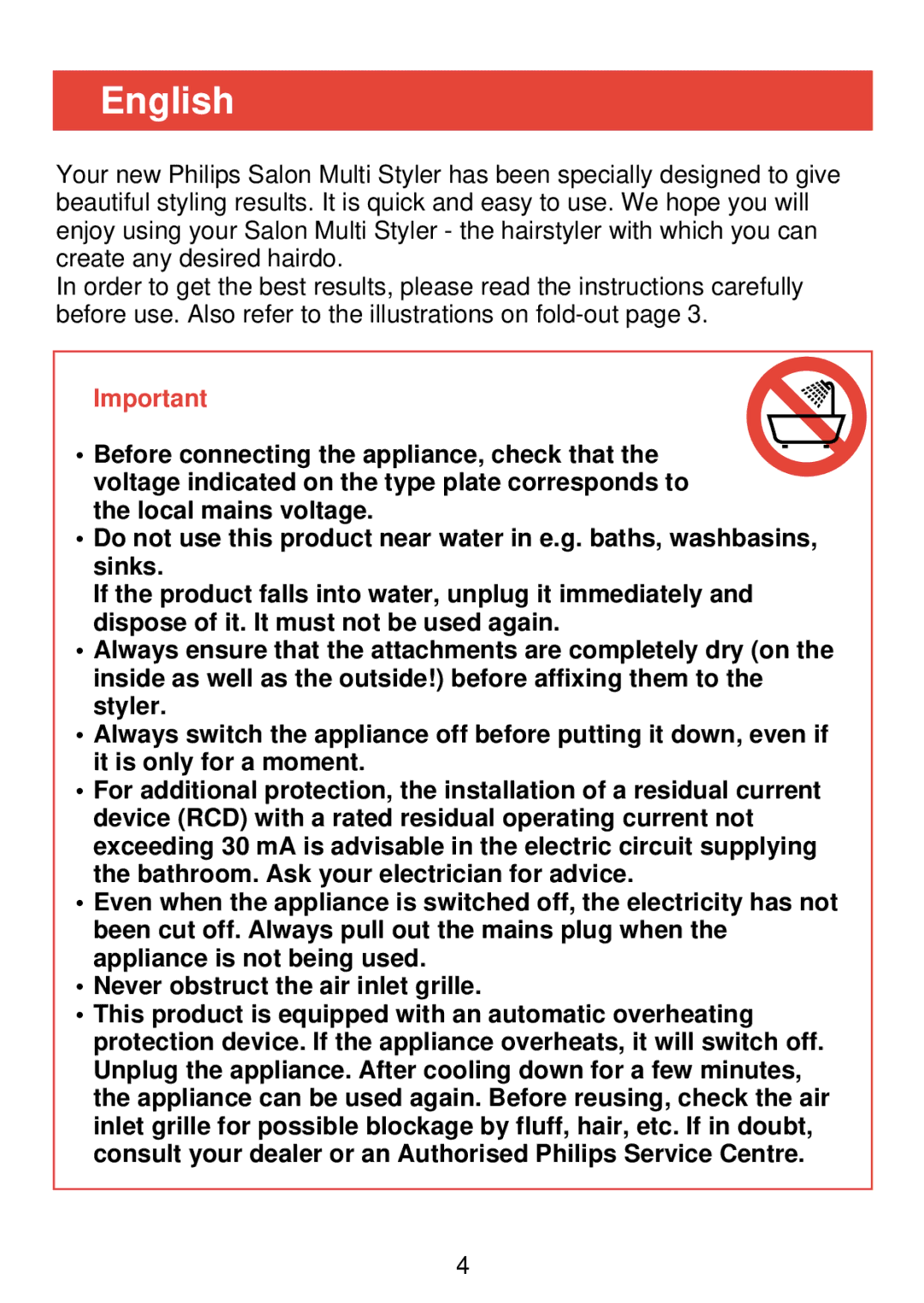 Philips HP 4489 manual English 