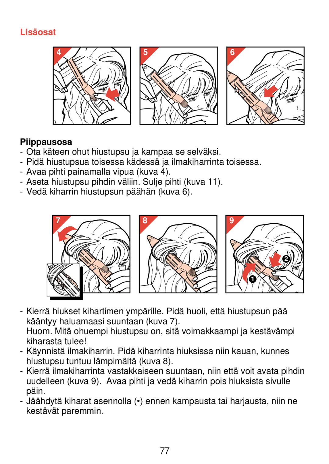 Philips HP 4489 manual Lisäosat, Piippausosa 