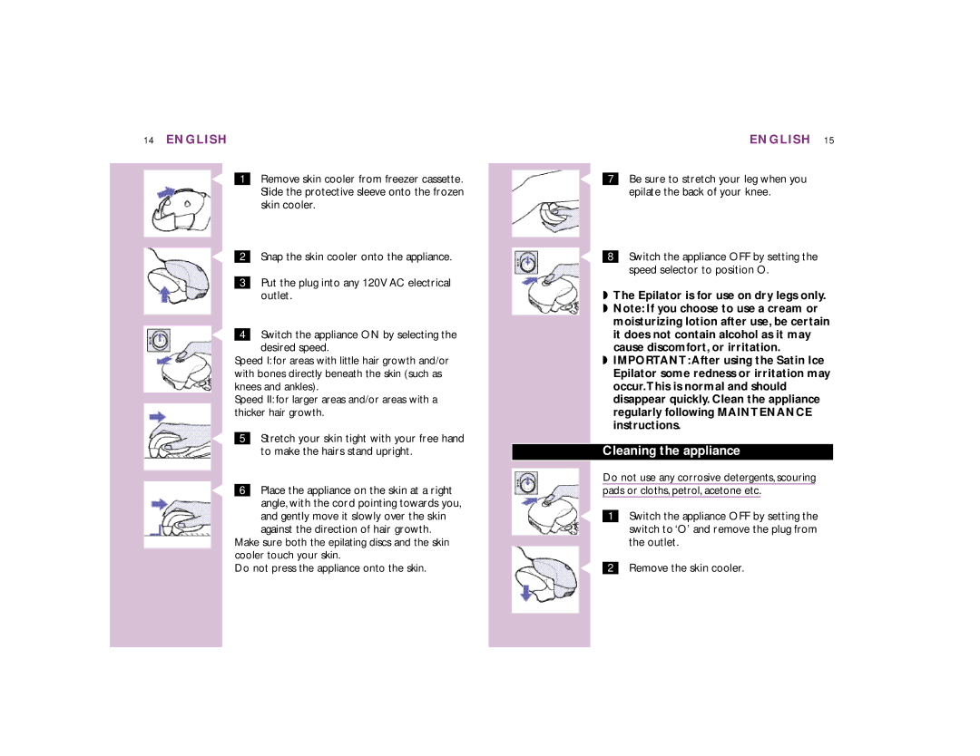 Philips HP 6433/PB manual Cleaning the appliance, Speed selector to position O 