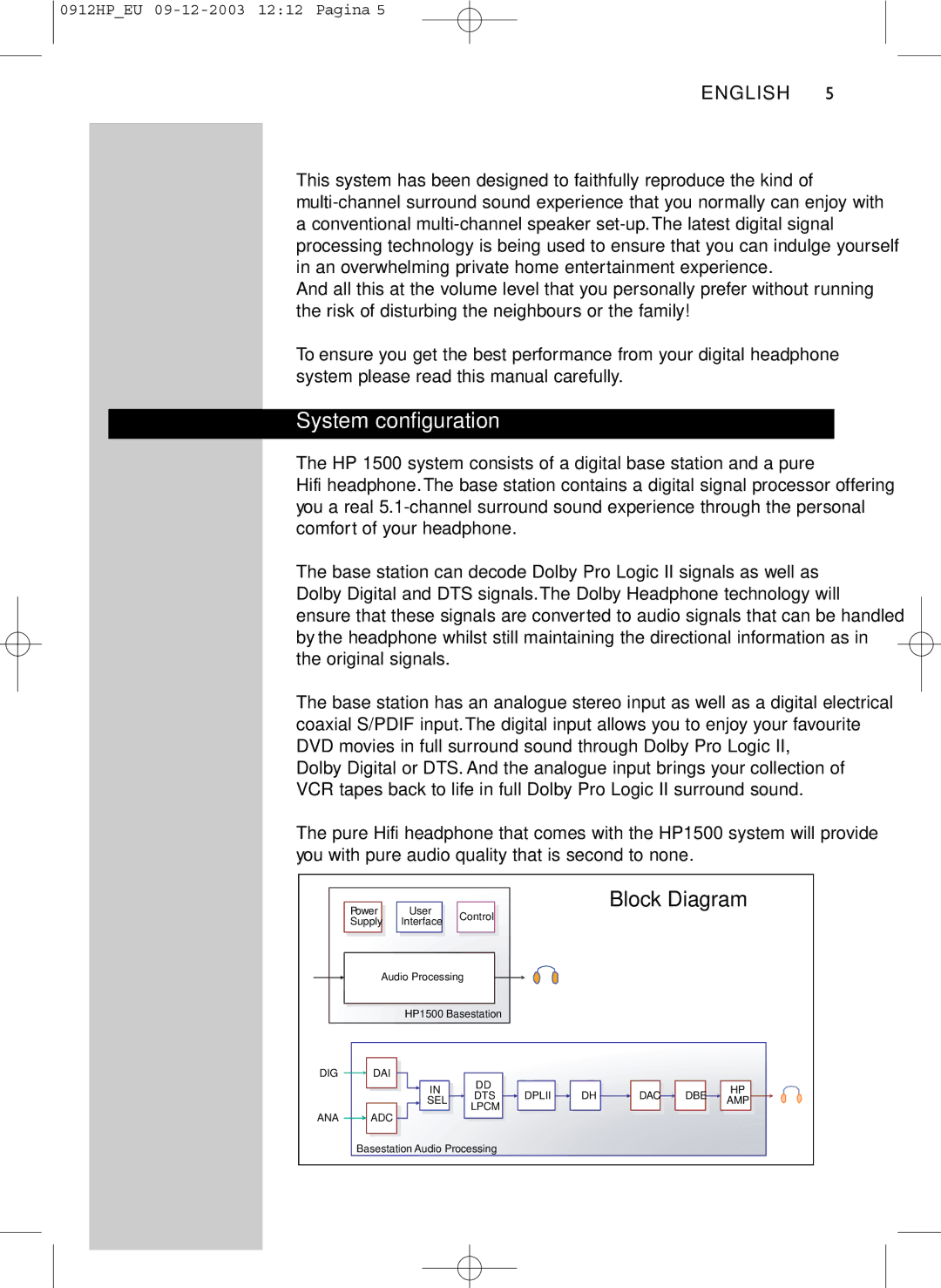 Philips HP1500 manual System configuration, Block Diagram 