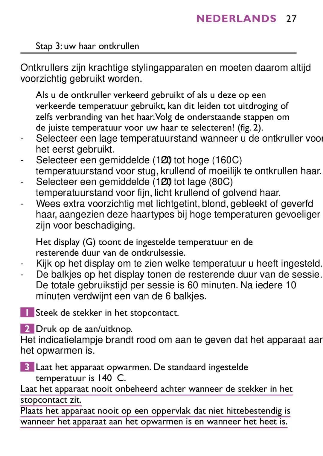 Philips HP4647 manual Nederlands 