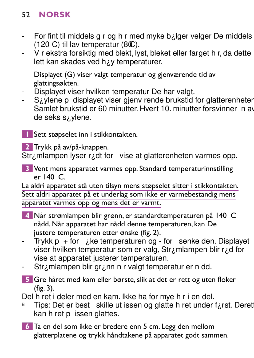 Philips HP4647 manual Norsk 