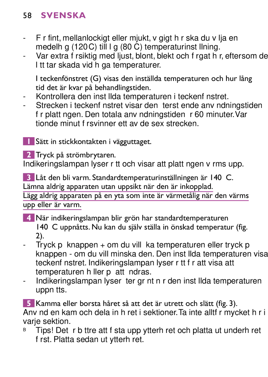 Philips HP4647 manual Svenska 