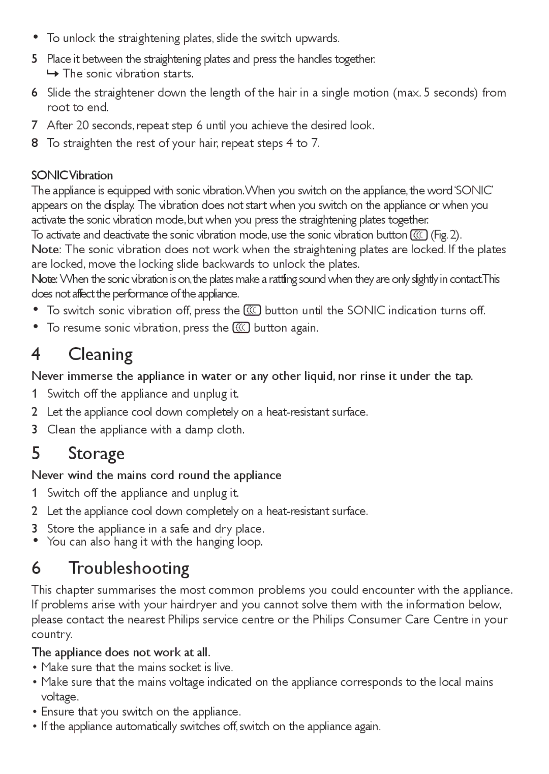 Philips HP4666/20, HP4666/15 user manual Cleaning, Storage, Troubleshooting 