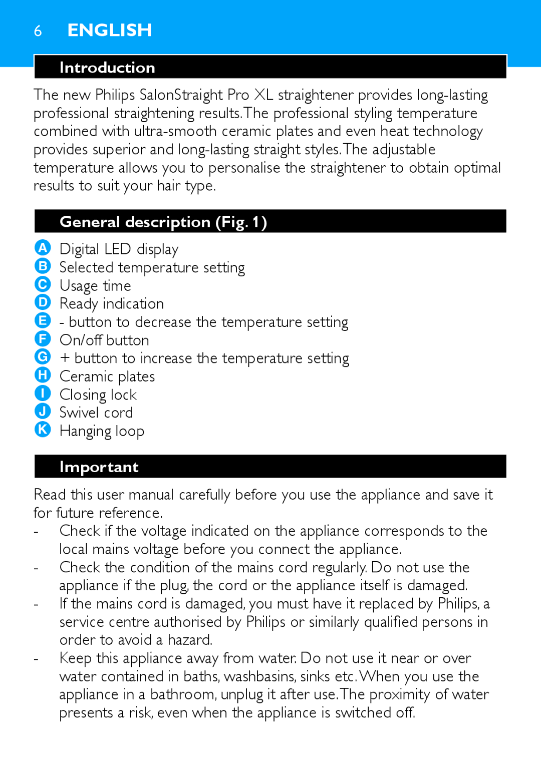 Philips HP4667/00 manual Introduction, General description Fig 