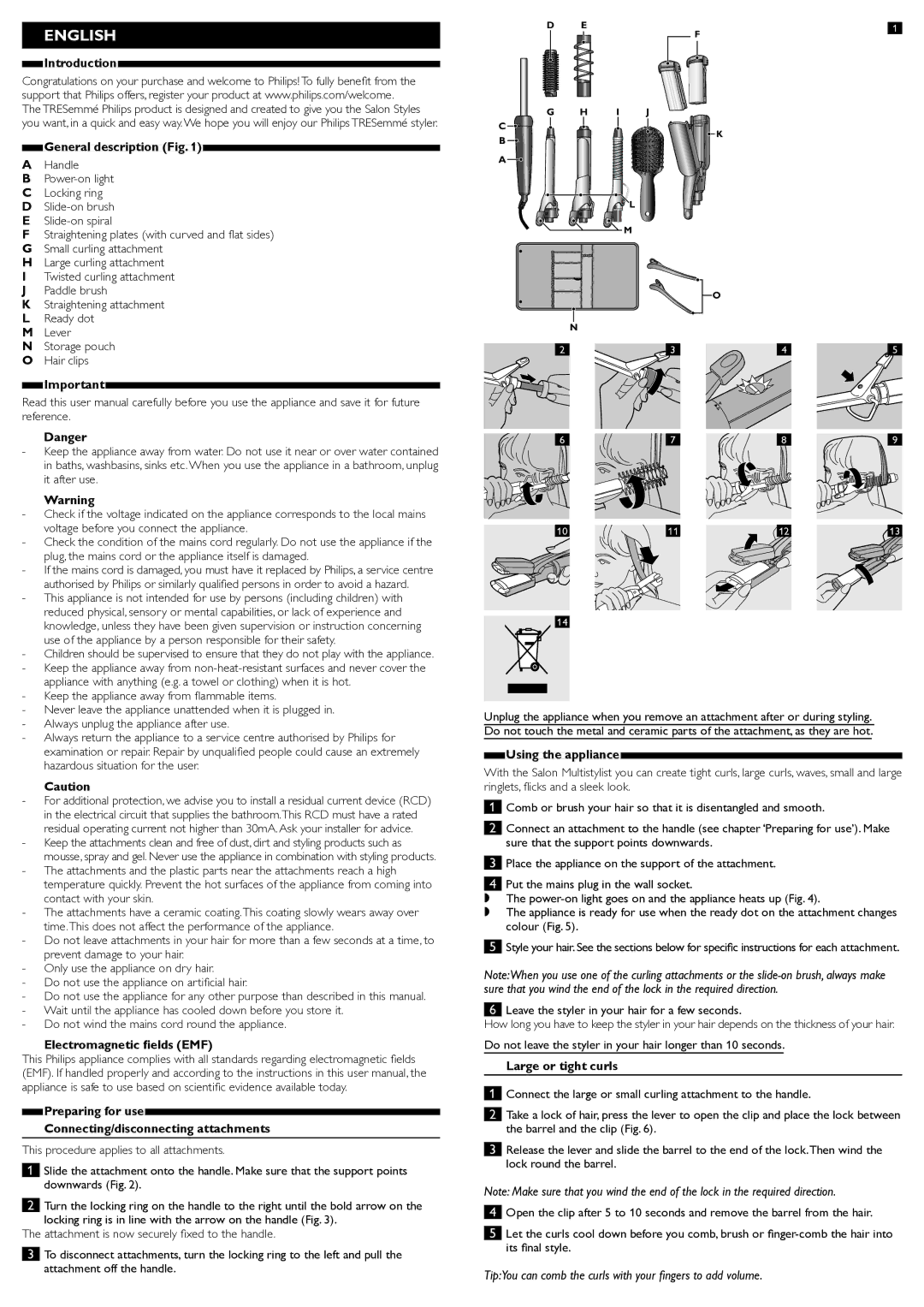 Philips HP4696/17 manual Introduction, General description Fig, Paddle brush, Ready dot, Lever, Storage pouch, Hair clips 