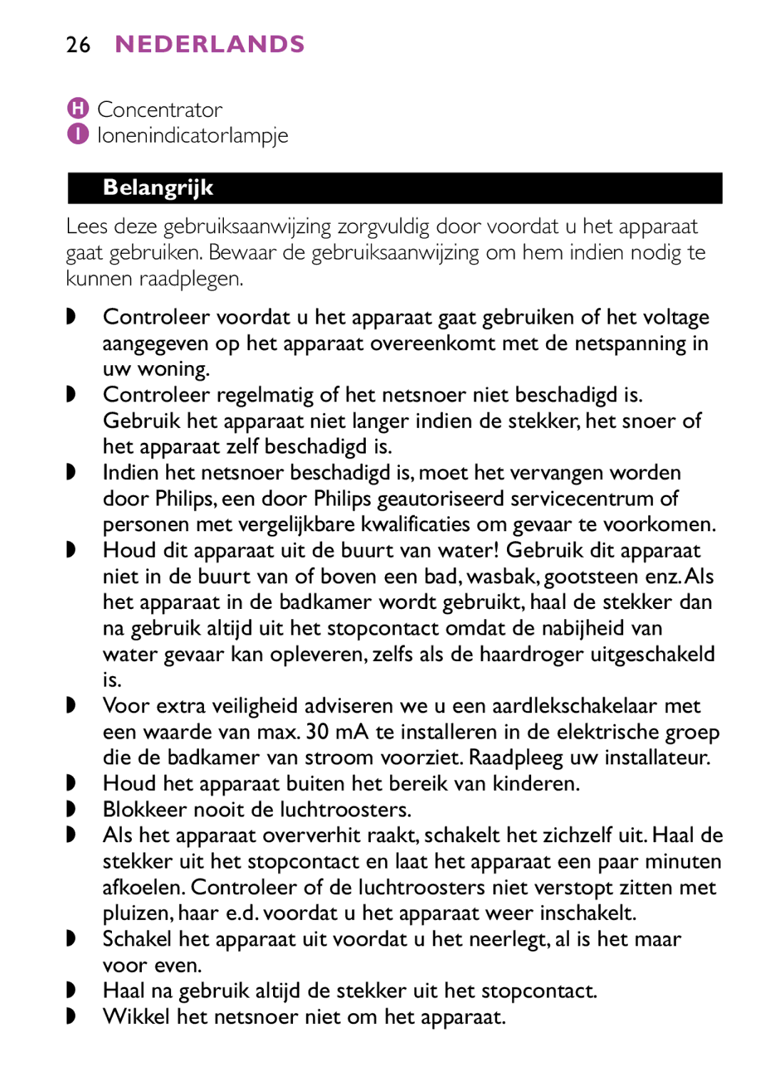 Philips HP4883, HP4882 manual Nederlands, Belangrijk 