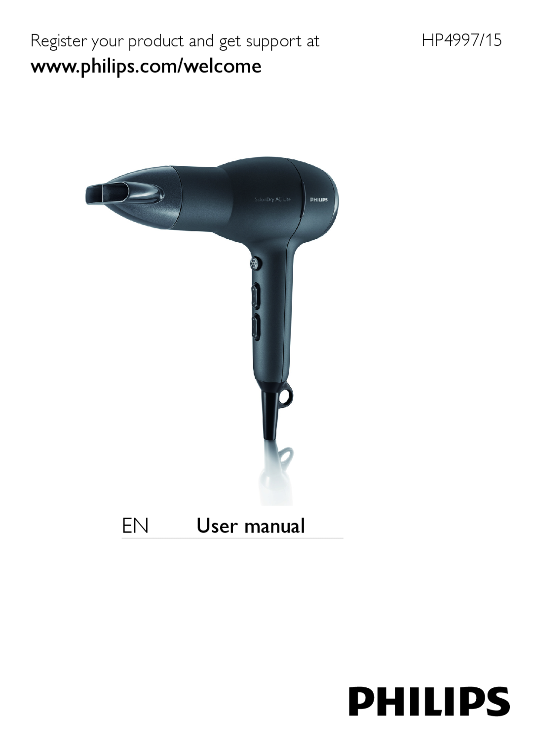 Philips user manual Register your product and get support at, HP4997/15, EN User manual 