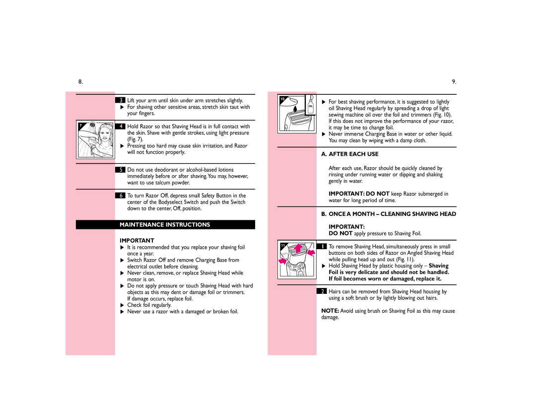 Philips HP6326PB manual Maintenance Instructions, After Each USE 