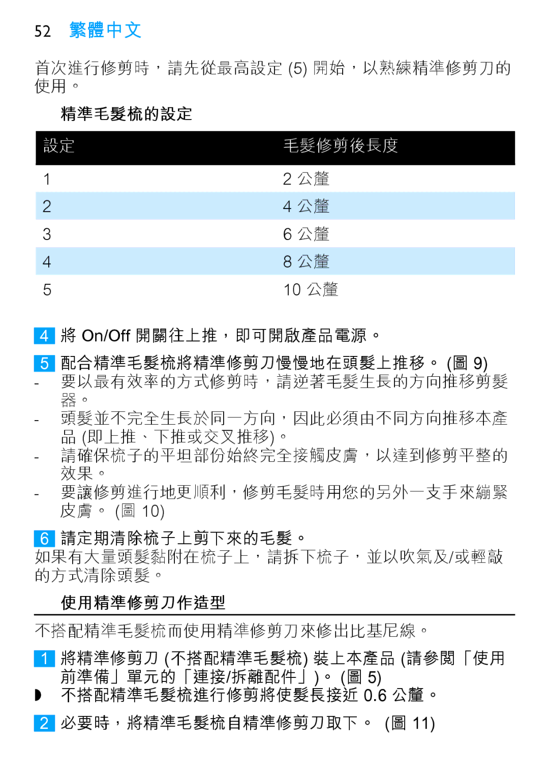 Philips HP6371, HP6373 manual 52 繁體中文 